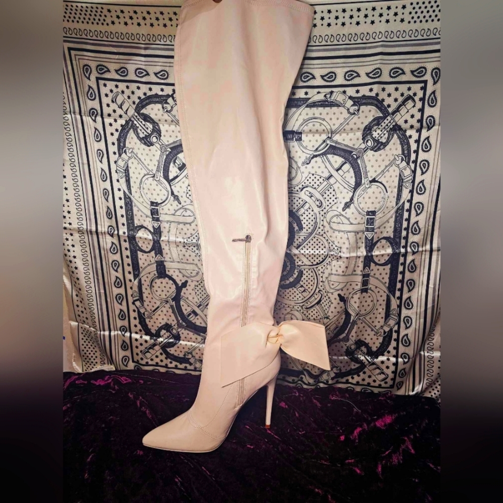 Pink Coquette Ribbon Boots size 8.5